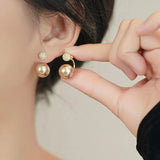Champagne Pearl Zirconia Ball Earrings