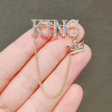 Men Women Brooch Letter King Sweater Coat Accessories Pin