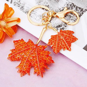 Maple Leaf Enamel Keychain Plant Key Ring Pendant