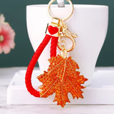 Maple Leaf Enamel Keychain Plant Key Ring Pendant