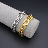 12MM&21CM Cuban Chains Stainless Steel Men Bracelet Bangle