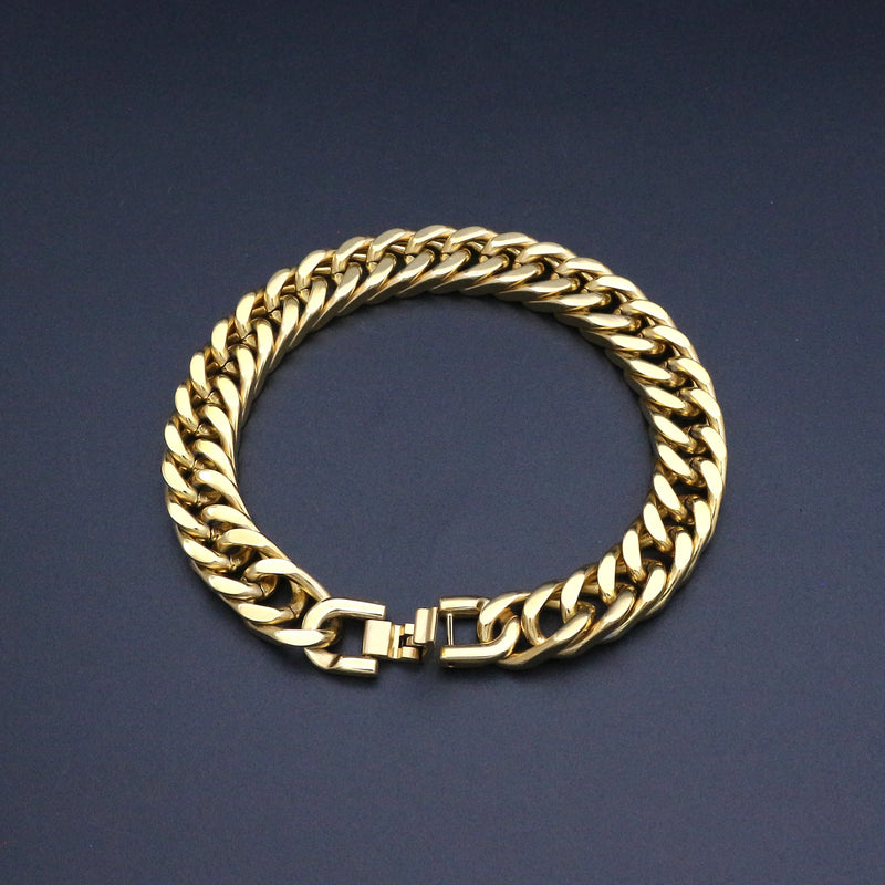 12MM&21CM Cuban Chains Stainless Steel Men Bracelet Bangle