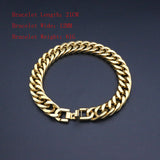 12MM&21CM Cuban Chains Stainless Steel Men Bracelet Bangle