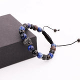 Men Bracelet Tiger Eye CZ Leopard Macrame Bracelet