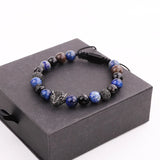 Men Bracelet Tiger Eye CZ Leopard Macrame Bracelet