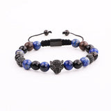 Men Bracelet Tiger Eye CZ Leopard Macrame Bracelet