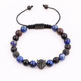 Men Bracelet Tiger Eye CZ Leopard Macrame Bracelet