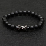 Men Copper Pave Cubic Zircon Matte Stone Bead Strand Bracelet