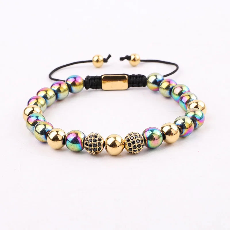 Men's Natural Stone Bead Macrame Bracelet