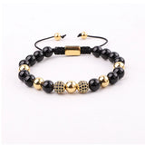 Men's Natural Stone Bead Macrame Bracelet