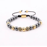 Men's Natural Stone Bead Macrame Bracelet
