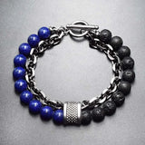 Men's Tiger Eye Bead Bracelet Stainless Steel Magnetic Clasp