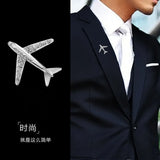 Men's Airplane Brooch Collar Pin Diamond-studded Corsage