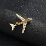 Men's Airplane Brooch Collar Pin Diamond-studded Corsage