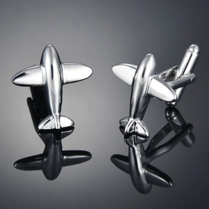 Men's Silver Airplane Cufflink High Plane Cuff Links Wedding Jewelry Gift