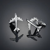 Men's Silver Airplane Cufflink High Plane Cuff Links Wedding Jewelry Gift