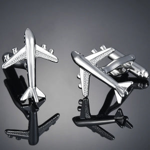 Men's Silver Airplane Cufflink High Plane Cuff Links Wedding Jewelry Gift