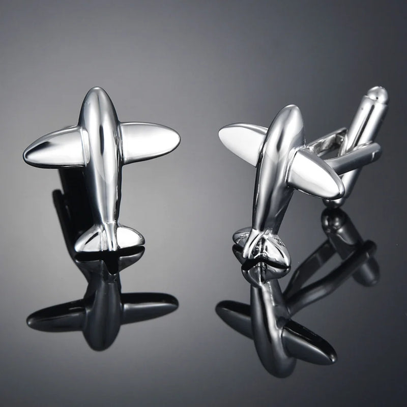 Men's Silver Airplane Cufflink High Plane Cuff Links Wedding Jewelry Gift