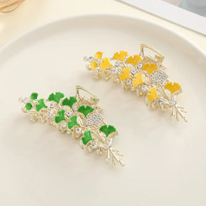 Metal Dripping Oil Ginkgo Leaf Shark Clip Hair Accessories
