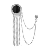 Men's Rhinestone Crystal Collar Pin Tassel Brooch