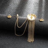 Men's Rhinestone Crystal Collar Pin Tassel Brooch