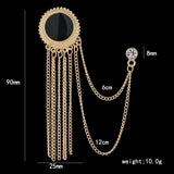 Men's Rhinestone Crystal Collar Pin Tassel Brooch