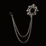 Rhinestone Brooch Men Suit Shirt Tassel Chain Lapel Pin
