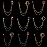 Rhinestone Brooch Men Suit Shirt Tassel Chain Lapel Pin