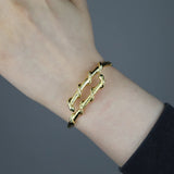 Micro Pave Clear CZ Snake Head Shape Open Bangle Bracelet Women Plated Jewelry