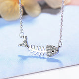 Fish Bone Necklace 925 Silver Clavicle Chain S-n297