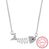 Fish Bone Necklace 925 Silver Clavicle Chain S-n297