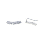 Cubic Zircon Climber Ear Cuff Earring 925 Silver Plated Wedding Jewelry