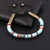 Polymer Clay Hematite Beaded Macrame Bracelet Unisex