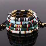 Polymer Clay Hematite Beaded Macrame Bracelet Unisex