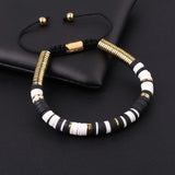 Polymer Clay Hematite Beaded Macrame Bracelet Unisex