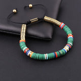 Polymer Clay Hematite Beaded Macrame Bracelet Unisex