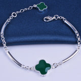 Multi-colored Four-Leaf Clover Charm Bracelet Silver 925 Christmas Gift