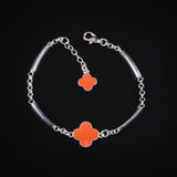 Multi-colored Four-Leaf Clover Charm Bracelet Silver 925 Christmas Gift