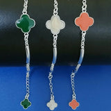 Multi-colored Four-Leaf Clover Charm Bracelet Silver 925 Christmas Gift