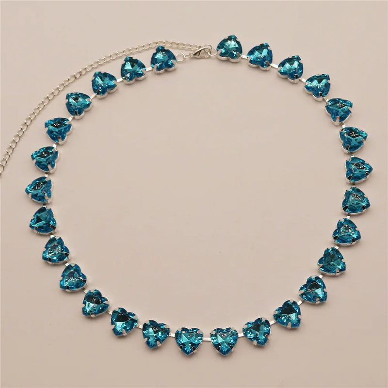 Multicolor Heart Necklace with Acrylic for Women Love Statement Necklace