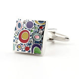 Multicolor Enamel Crystal Cufflinks French Shirt Buttons 16MM