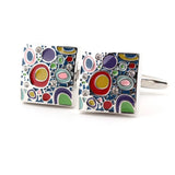 Multicolor Enamel Crystal Cufflinks French Shirt Buttons 16MM