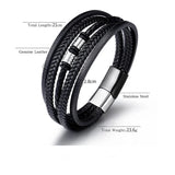 Multilayer Leather Bracelet Men Stainless Steel Clasp Braided Bracelet