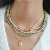 Colorful Stone Beads Necklace for Women Party Jewelry Gift