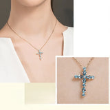 Natural Gem Cross Pendant Necklace Gift for Her