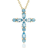 Natural Gem Cross Pendant Necklace Gift for Her
