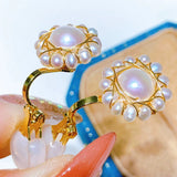Freshwater Pearl Earrings Clip Sunflower Stud Earrings Women