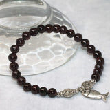 6mm Natural Garnet Strand Bracelet for Women