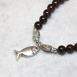 6mm Natural Garnet Strand Bracelet for Women