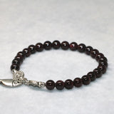 6mm Natural Garnet Strand Bracelet for Women